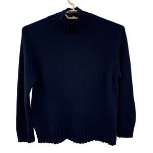 Skull Cashmere 100% Cashmere Sweater Navy Mock Neck Boxy Raglan M Oversized